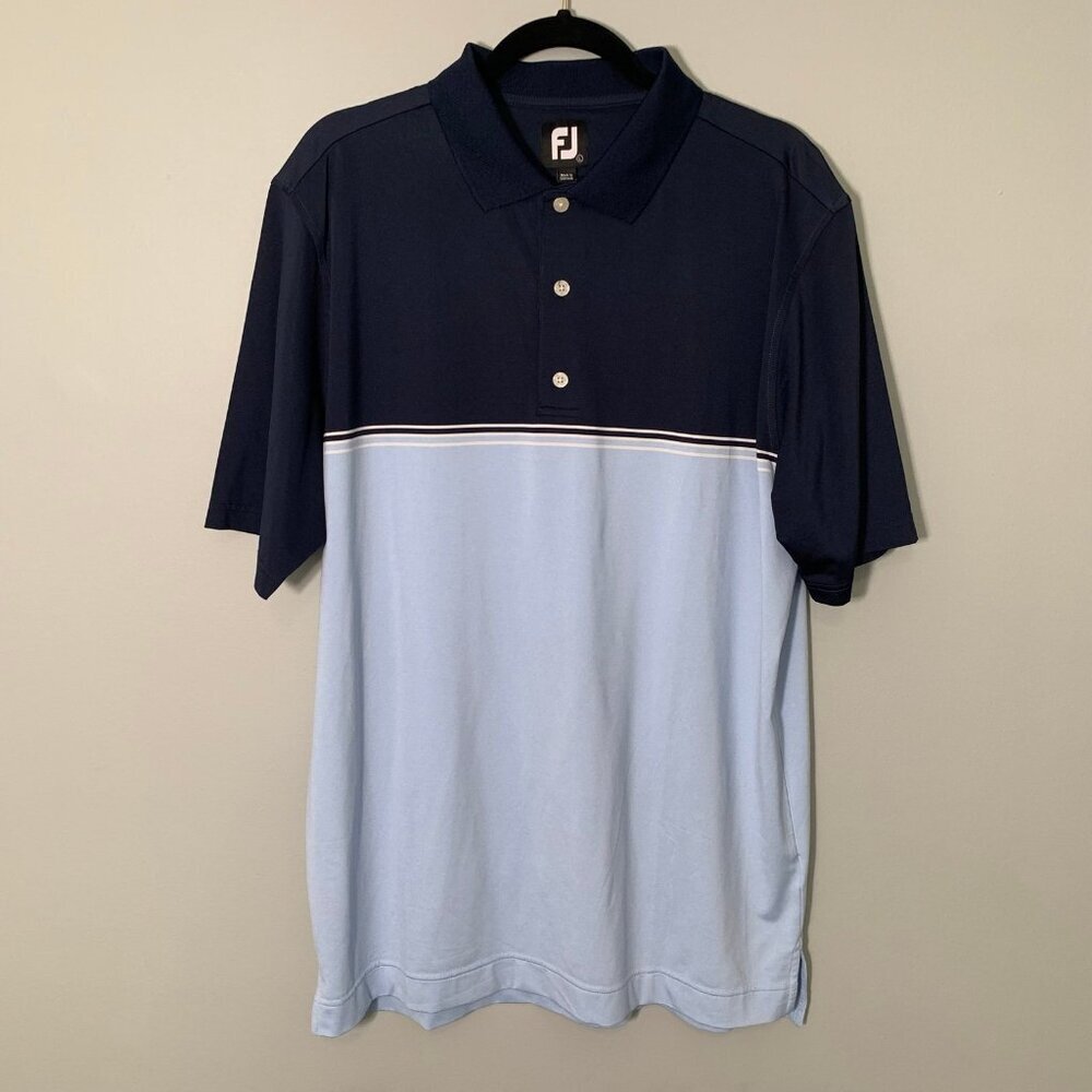 FootJoy Mens ProDry Performance Golf Polo Shirt Navy Light Blue Colorblock L